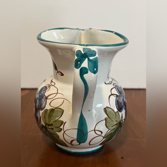 Ceramic Milk Creamer Pitcher Made In Italy Hand Painted Grapes - Picture 4 of 6
